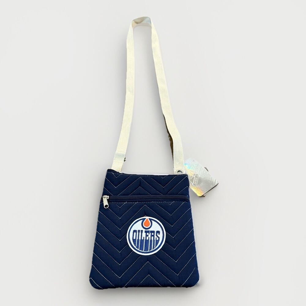 Edmonton Oilers NHL Quilted Crossbody Bag Navy Blue Little Earth Productions NWT